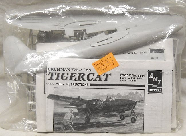 AMT 1/48 Grumman F7F-2/2N Tigercat With True Details Wheel and Tire Set - Nightfighter VF(N)-52 and Naval Air Test Aircraft - (F7F2) - Bagged, 8844 plastic model kit